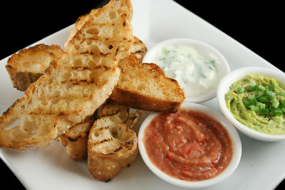 Bread with Avocado and Tzatziki dips