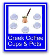 Greek Coffee Cups and Pot - Briki