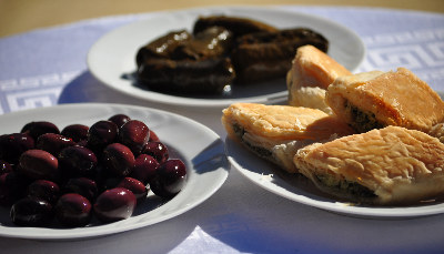 Greek Appetizers Olives Pies Dolmades