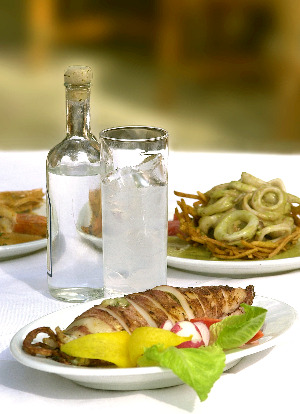 Seafood Meze with Ouzo