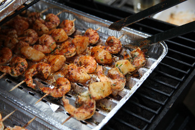 Grilled Shrimps on barbeque