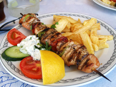 Souvlaki Lamb Kebab on Plate