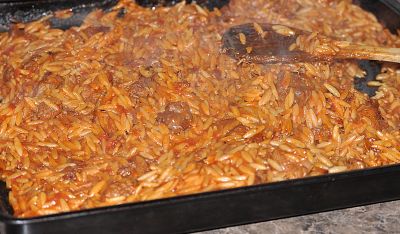 Freshly Cooked Tray of Chicken with Orzo